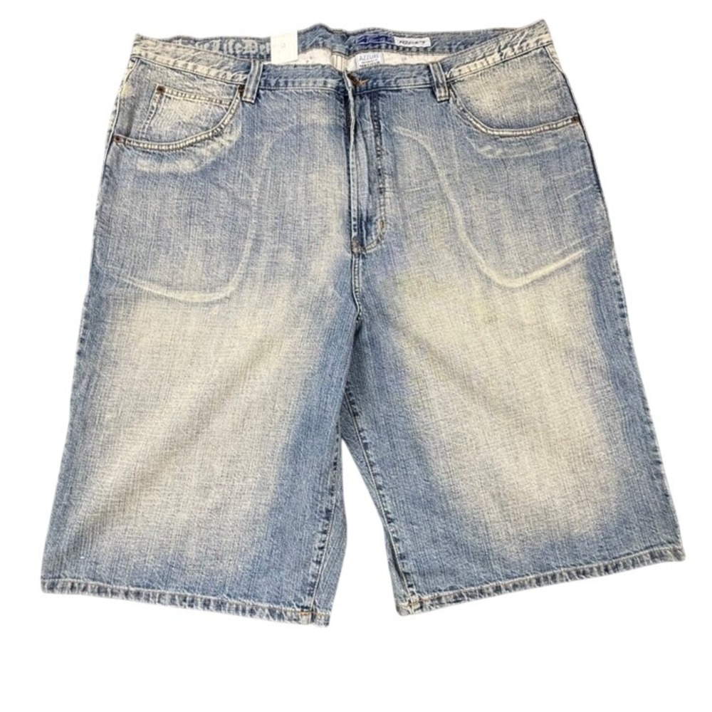 VTG Azzure Mens Baggy Denim Shorts Light Wash Blue Y2K Streetwear Size 46